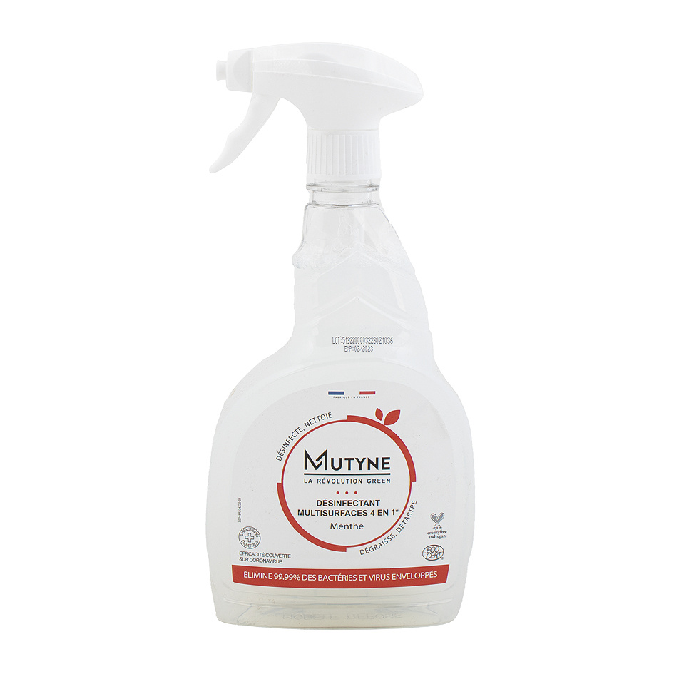 Spray désinfectant 4-en-1, élimine 99,99 % des bactéries et virus enveloppés avec une action virucide, bactéricide, levuricide, fongicide, par Mutyne